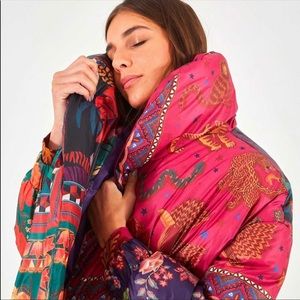 Farm Rio Mixed Scarves Kimono Puffer - XS